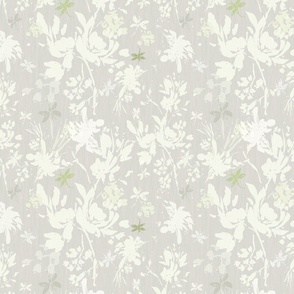 Dragonflies Neutral, Whimsical, Watercolor Floral Wallpaper,  Silhouette Fabric