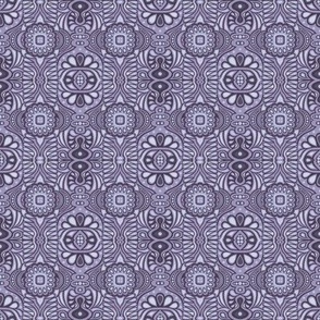 Modern Abstract  Obscure Purple and Grey Damask Pattern