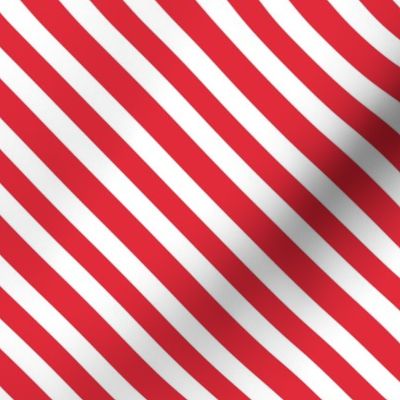 Diagonal Stripes-  Red White