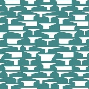 Teal Abstract Houses