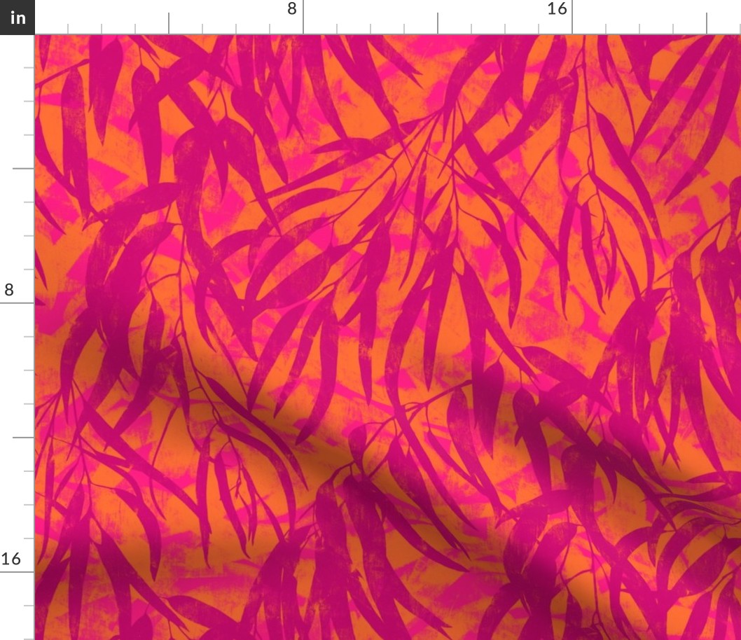 abstract leaves - pink & orange