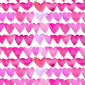 shocking pink sweet hearts - watercolor pink magenta painted romantic heart pattern - saint valentine - valentines love b067-2