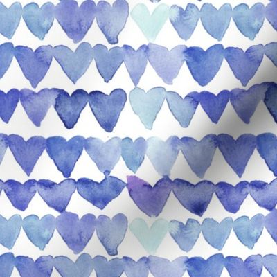 Indigo - violet sweet hearts - watercolor painted romantic heart pattern - saint valentine - valentines love b067-3