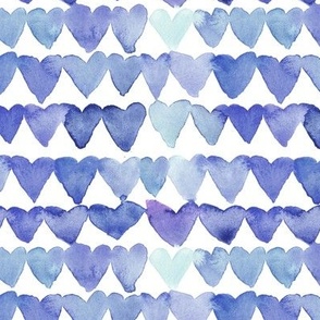 Indigo - violet sweet hearts - watercolor painted romantic heart pattern - saint valentine - valentines love b067-3