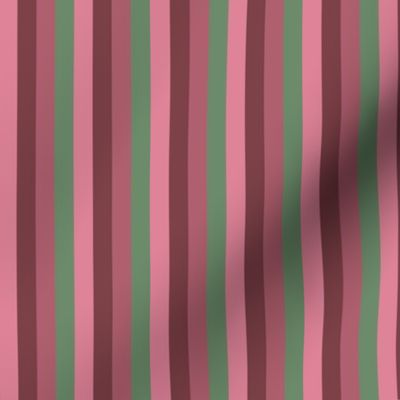 Rosewood, Raspberry, Bubble Gum Pink, and Sea Green Stripes, Tropical Floral Oasis, small