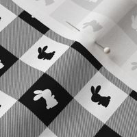 Black and White Easter Gingham Check with Center Bunny in Black and White