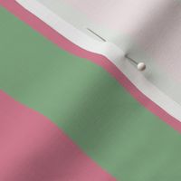 Celadon Green and Bubble Gum Pink Stripes, Tropical Floral Oasis, medium
