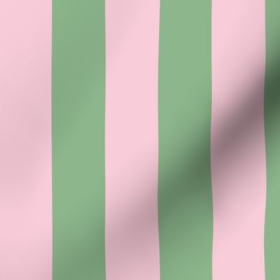 Celadon Green and Pink Stripes, Tropical Floral Oasis, medium