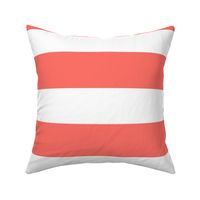 3 Inch Rugby Stripe Living Coral and White