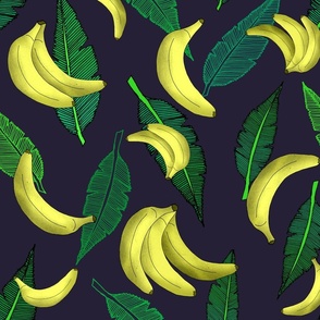 Tumbling Bananas over Banana Leaves (large scale) 
