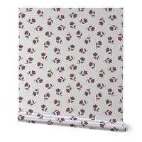 Silhouette Tossed Spot Rosewood on White, Tropical Floral Oasis, medium