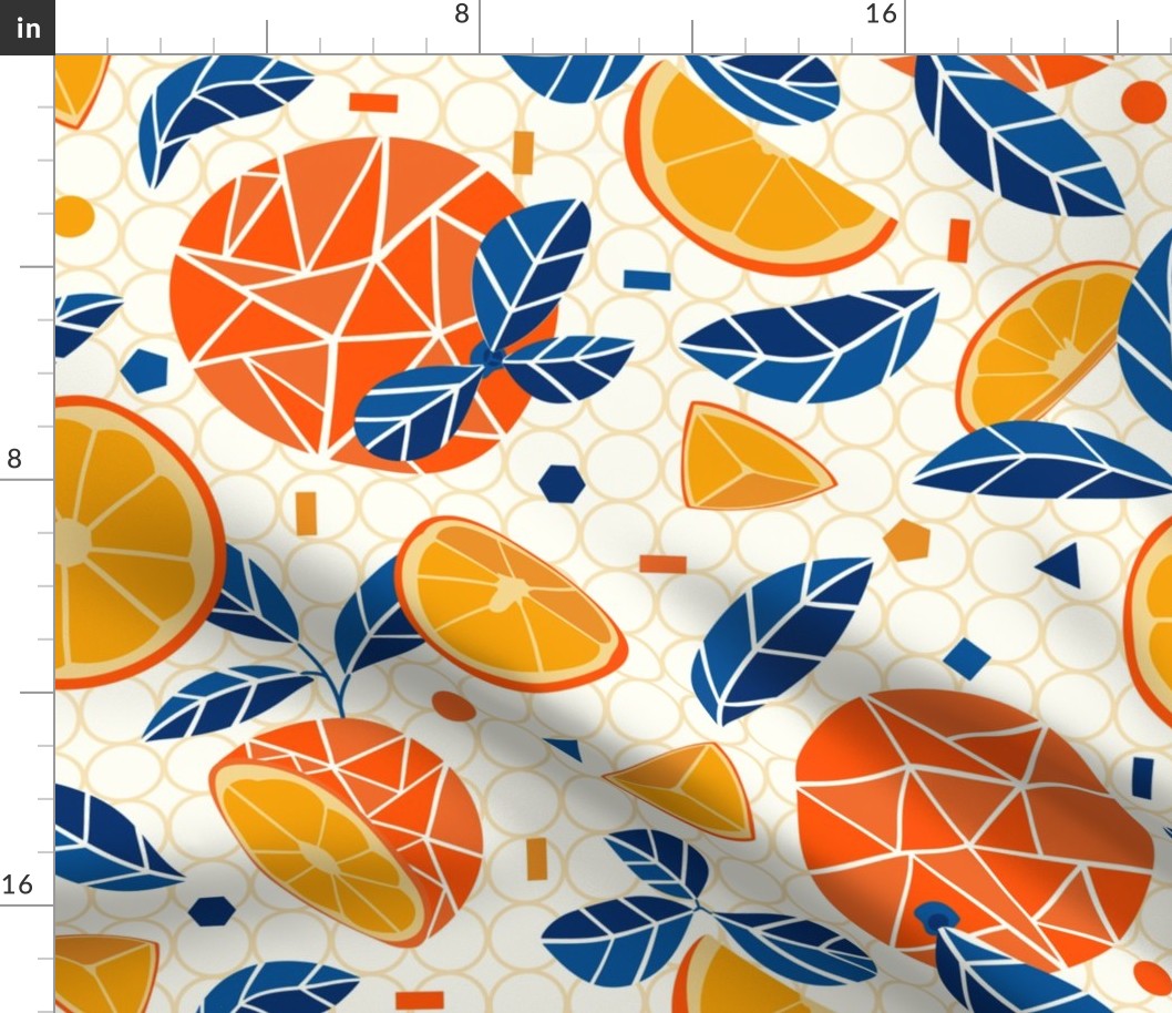 geometric oranges-delicious ditsy-fruit-kitchen-large scale