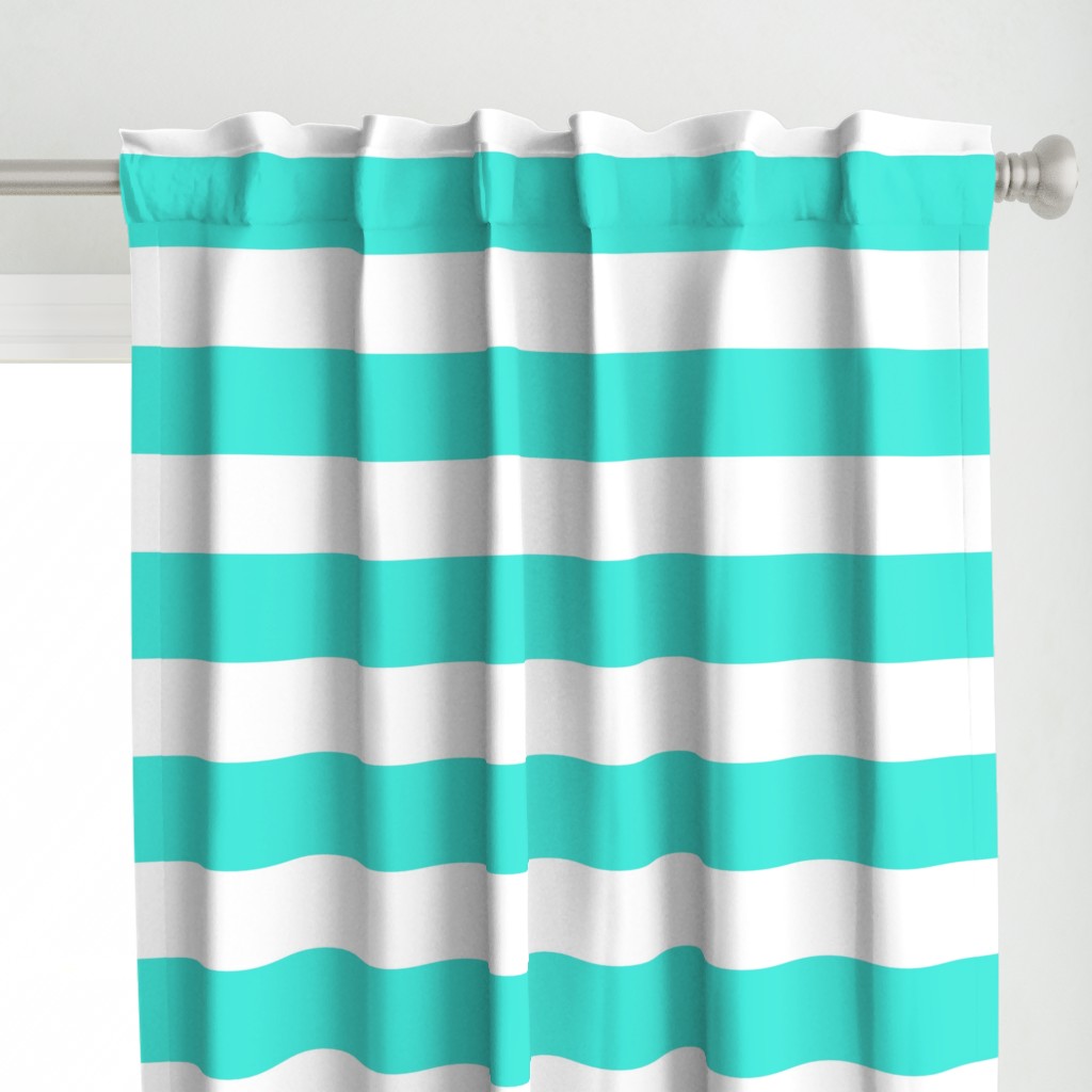 2 Inch Rugby Stripe Turquoise and White