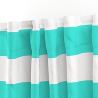 2 Inch Rugby Stripe Turquoise and White