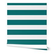 2 Inch Rugby Stripe Teal and White