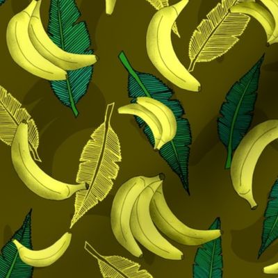 Tumbling Bananas over Banana Leaves (small scale)  