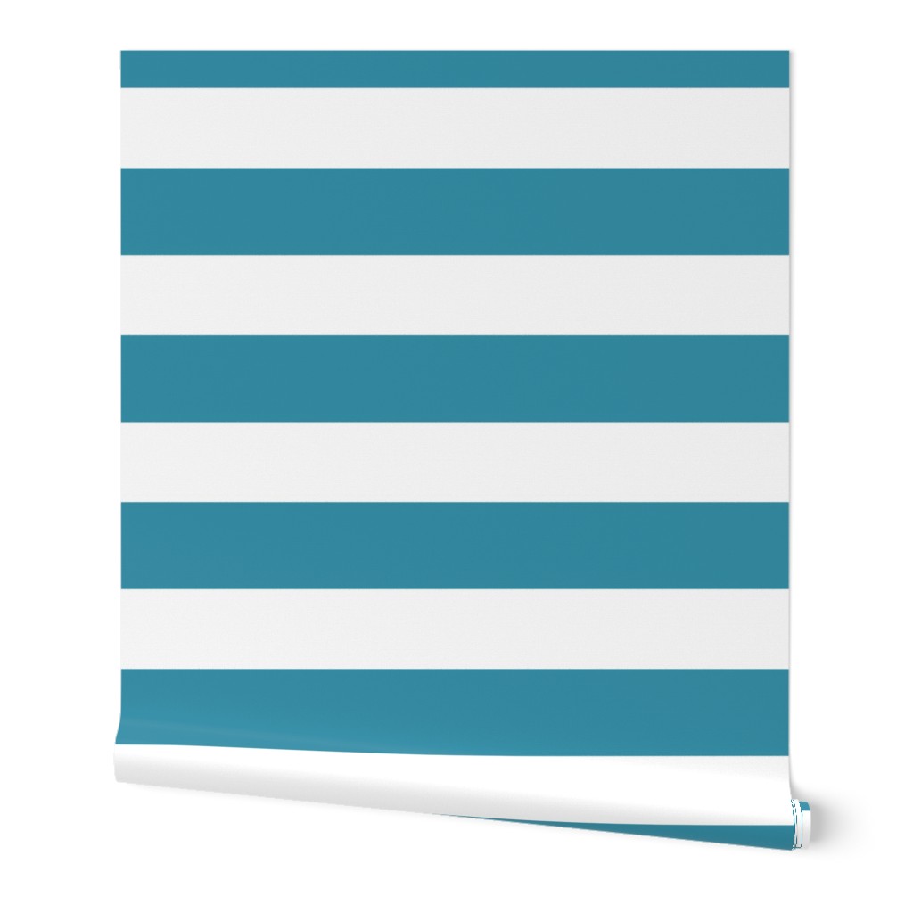 3 Inch Rugby Stripe Island Teal and White