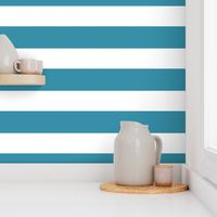 3 Inch Rugby Stripe Island Teal and White