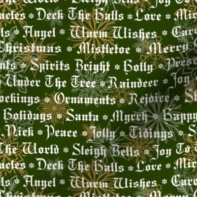 Vintage Christmas Words on Forest Green - medium