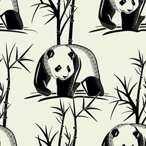 Panda in woods black/white colour