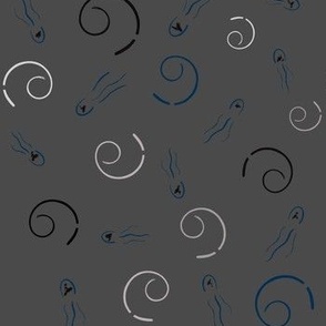 Broken Spirals with abstract jellyfish, grey