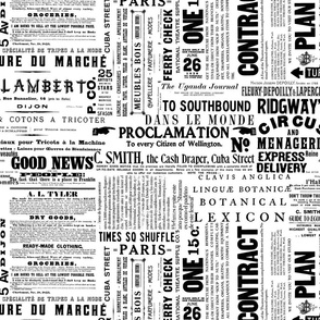 Vintage Typography Mix Black And White Smaller Scale