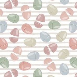 Easter eggs - plastic Easter egg hunt - soft neutrals on stripes  - LAD22