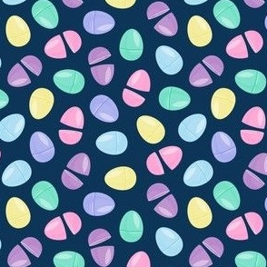 (small scale) Easter eggs - plastic Easter egg hunt - OG on dark blue - LAD22