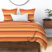  2" Wide Horizontal Stripes Gradient Retro Sunset in Shades of Orange and Coral