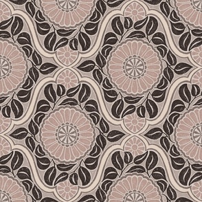 Vintage Trellis - 12" large - dark taupe and dusty pink