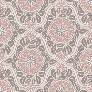 Vintage Trellis - 12" large - taupe and dusty pink