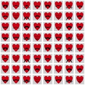(small scale) funny valentine mustache hearts