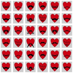 funny valentine mustache hearts