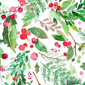 Christmas plants Botanical watercolor Large Jumbo