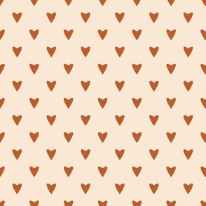 Geometry in Love - red ochre on cream - L large scale - geometric marmalade burnt sienna valentines hearts