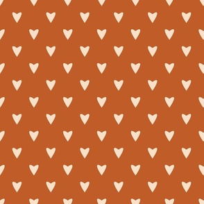 Geometry in Love - cream on red ochre - L large scale - geometric valentine hearts marmalade burnt sienna