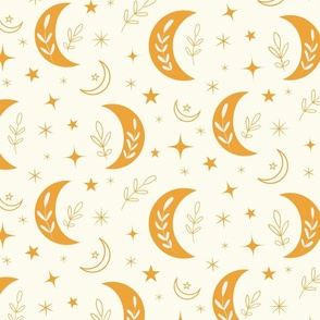 orange boho hippie moon pattern on light background