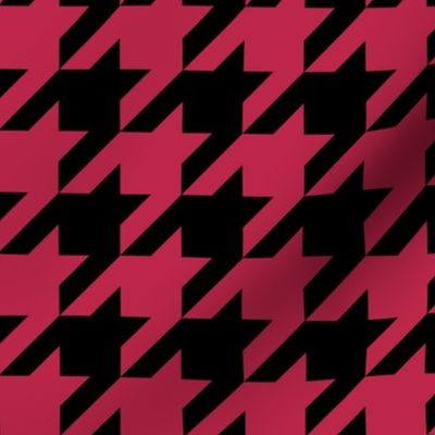 Large Scale Viva Magenta Houndstooth on Black Pantone Color Of The Year 2023