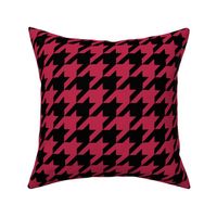 Large Scale Viva Magenta Houndstooth on Black Pantone Color Of The Year 2023