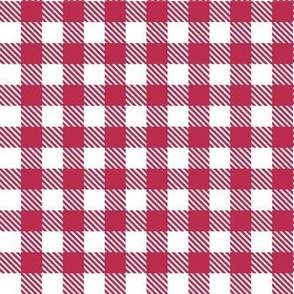 Smaller Scale Viva Magenta Gingham Plaid Checker on White Pantone Color of The Year 2023