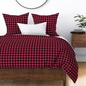 Bigger Scale Viva Magenta Gingham Plaid Checker on Black Pantone Color of The Year 2023