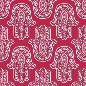 Medium Scale Mandala Hamsa Hands Viva Magenta Pantone Color Of The Year 2023 