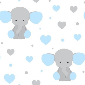 Blue Elephant Hearts Baby Boy Nursery 