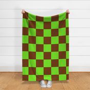 CSMC1 - Giant Checks in Lime and Rusty Brown - 8 inch squares