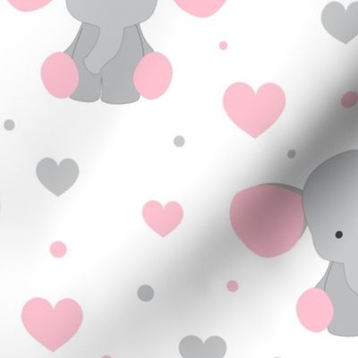 Pink Elephant Hearts Baby Girl Nursery 