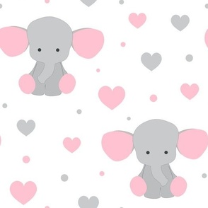 Pink Elephant Hearts Baby Girl Nursery 