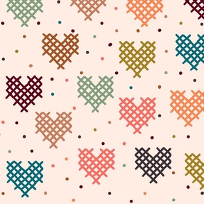 Seventies cross Stitch Hearts