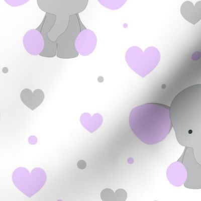Purple Elephant Hearts Baby Girl 