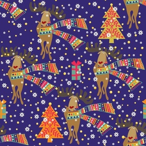 mid scale_Reindeer holly jolly peace love merry Christmas _blue