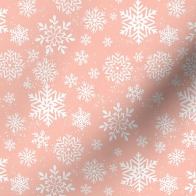 Peach Pink Pastel Snowflakes | Winter Christmas Nutcracker